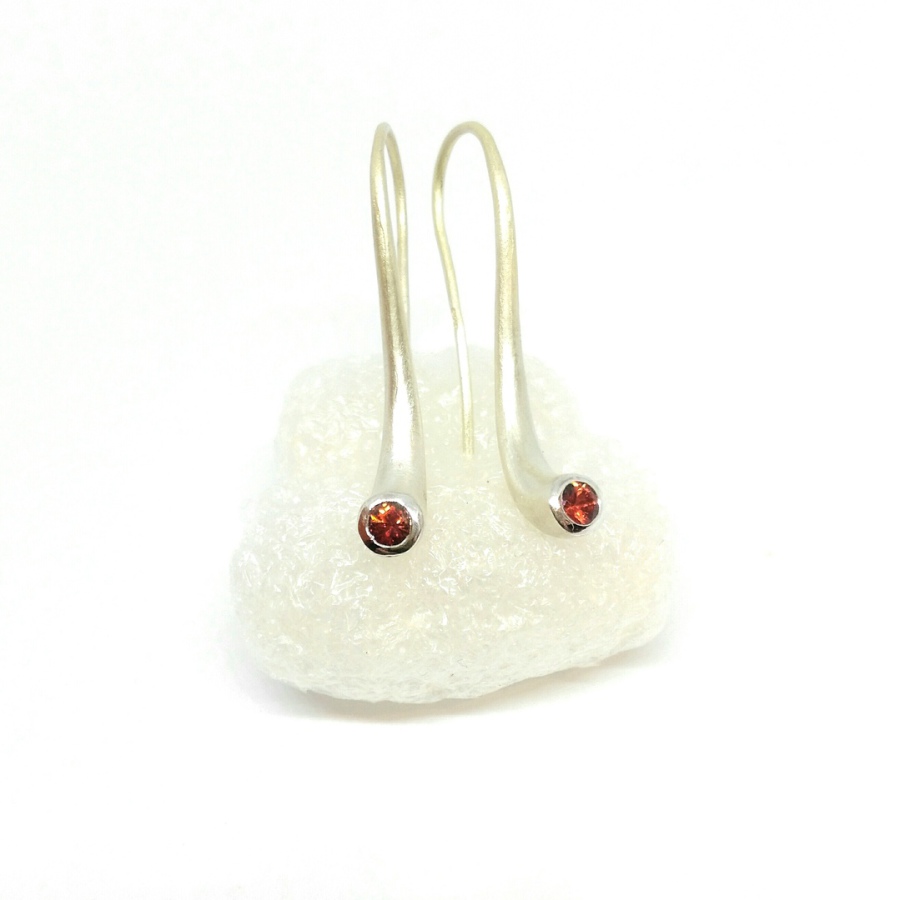 Silber 925 Sterlingsilber Ohrhänger mit Saphir Orange