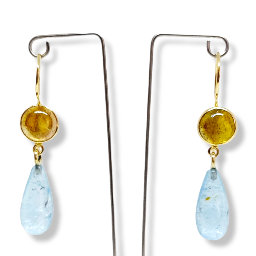Ohrhänger aus 750er Gold mit Turmaline und Aquamarine