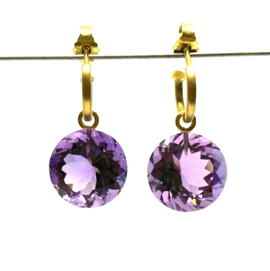 Ohrcreolen 750er Gold mit Amethyst