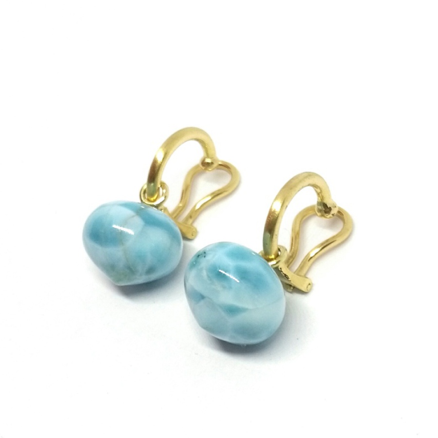 Ohrclips 750er Gold mit Larimar