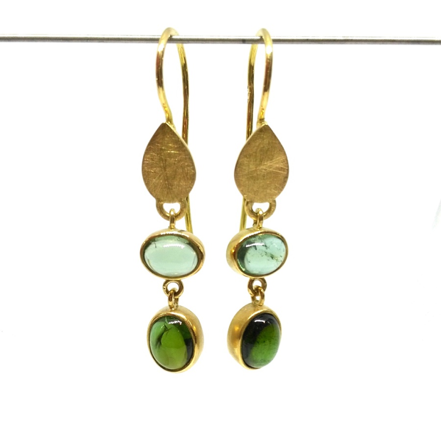 Lange Ohrringe 750er Gold mit Turmaline