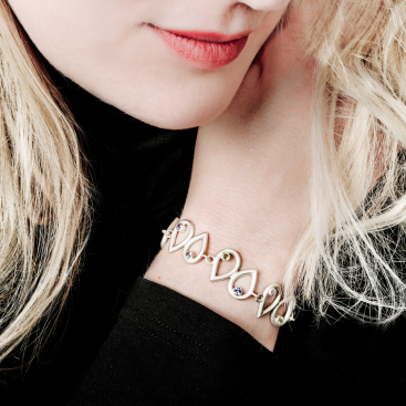 Silber Armband 925 mit verschiedene Edelsteine Goldschmiede Chalos